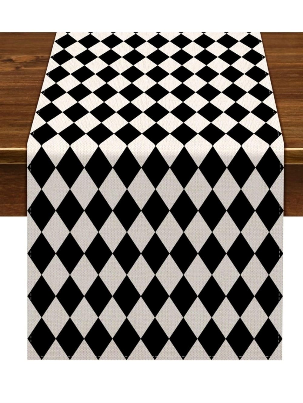NEW! Black and White Harlequin Table Runner 13x72